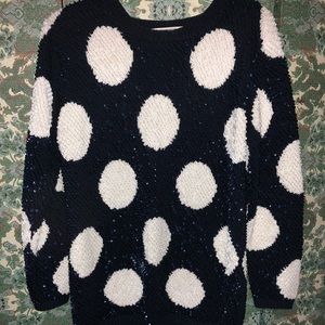 White polka dot and navy glitter jumper